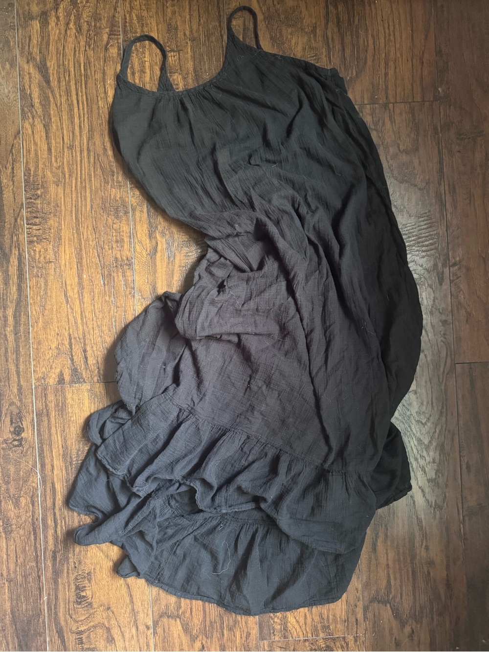bobi Black Gauzy Cotton Maxi Dress